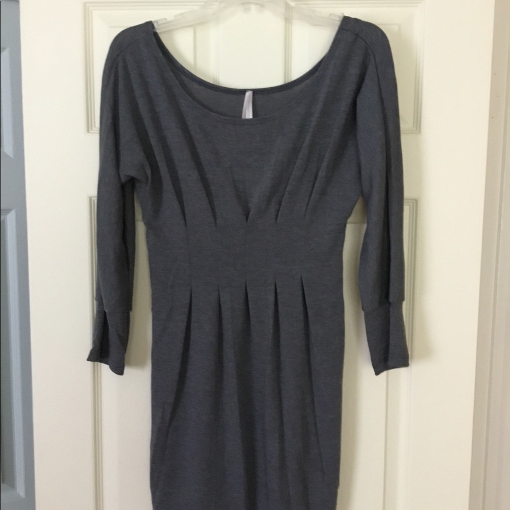 Grey, long sleeve sweater dress